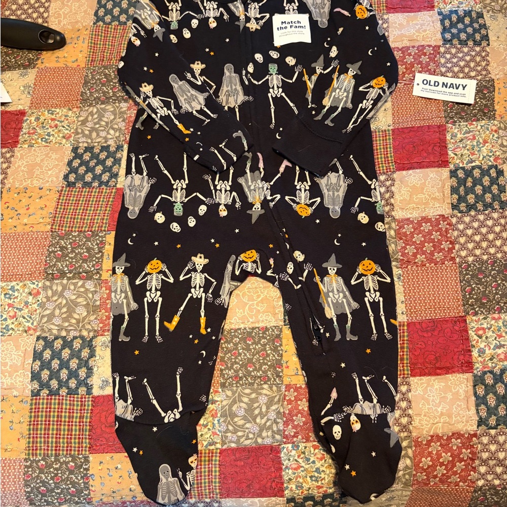 Old Navy Kids Skeleton Print One Piece - Black and Orange